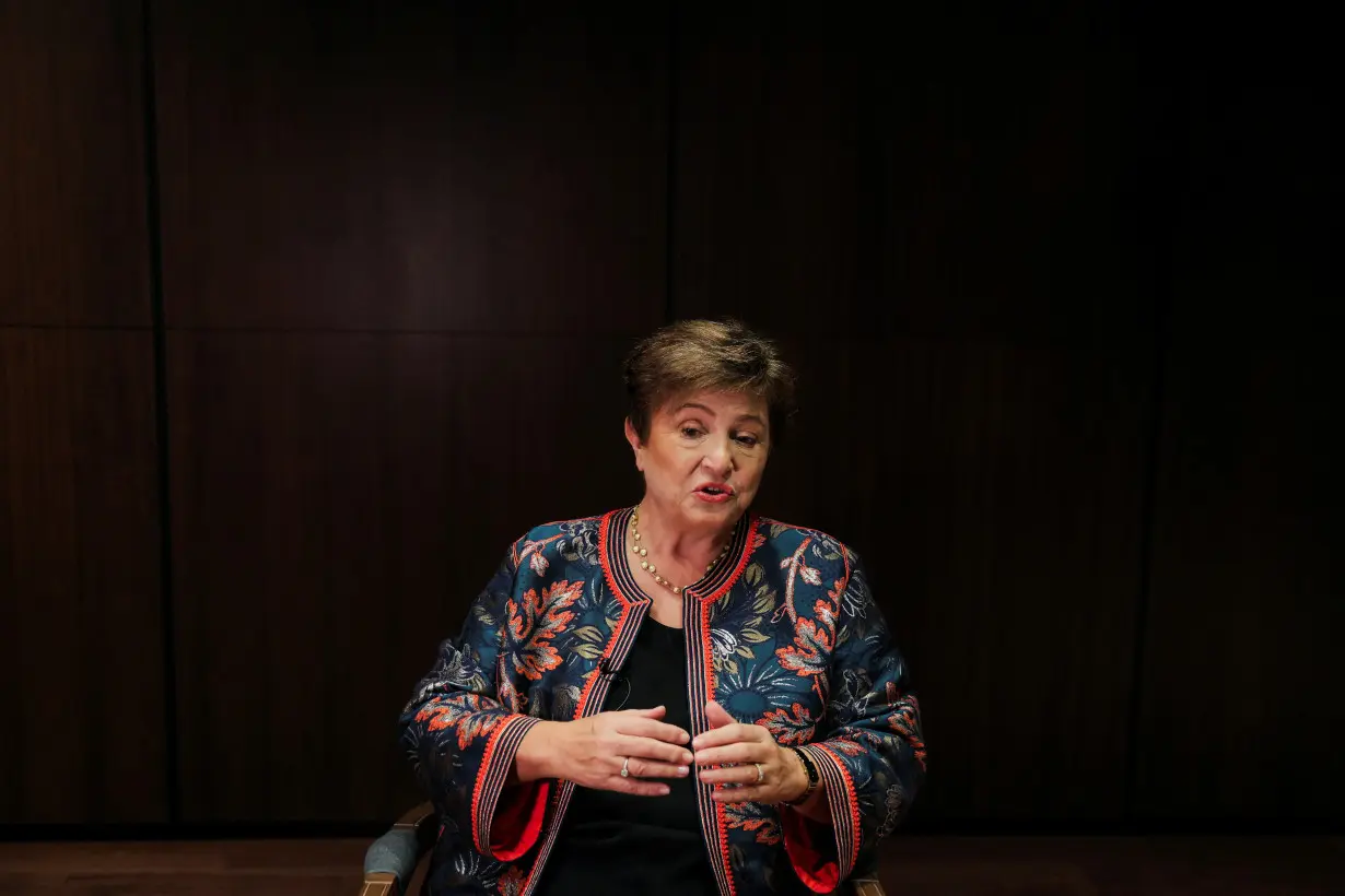 IMF Managing Director Kristalina Georgieva speaks during an interview in Sao Paulo
