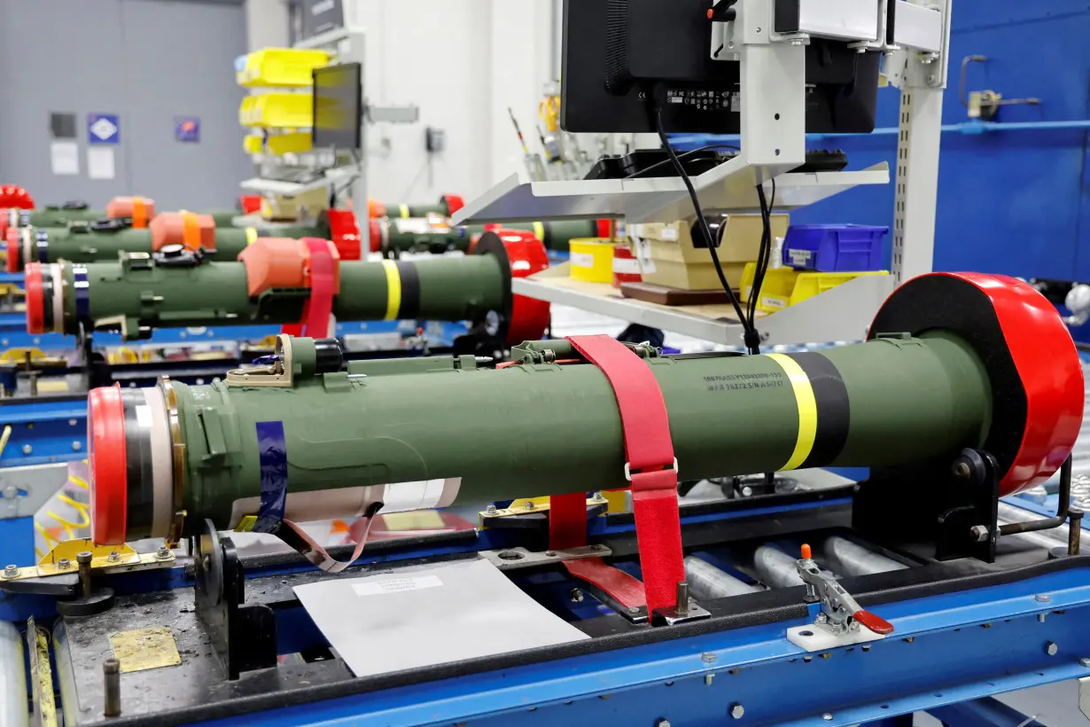 Javelin anti-tank missiles are displayed at a Lockheed Martin factory in Alabama