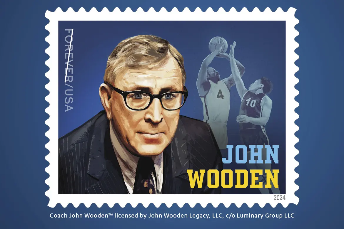 John Wooden Stamp Basketball