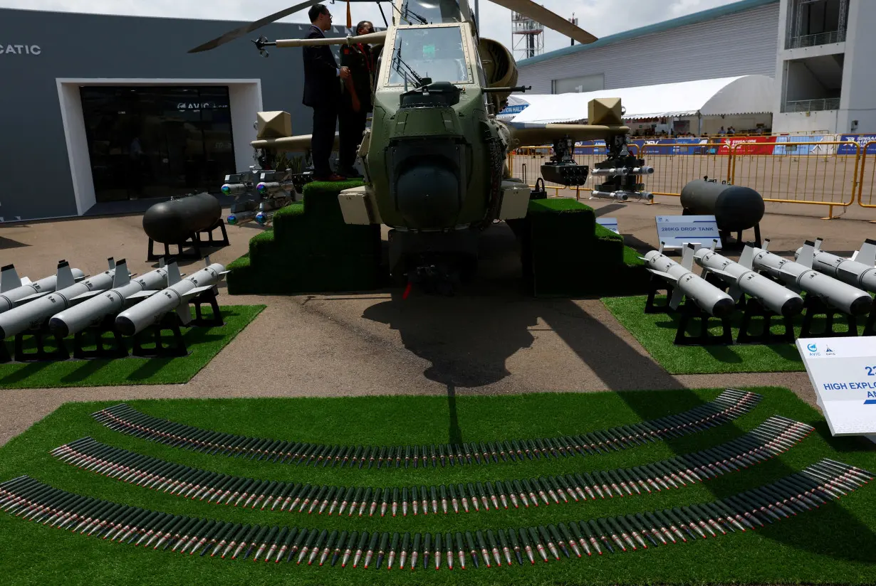 FILE PHOTO: Aviation Industry Corporation of China's (AVIC) Z-10ME attack helicopter is displayed at the Singapore Airshow