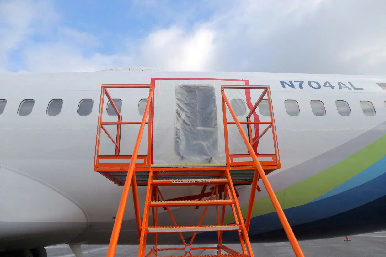 FILE PHOTO: The fuselage plug area of Alaska Airlines Flight 1282 Boeing 737-9 MAX