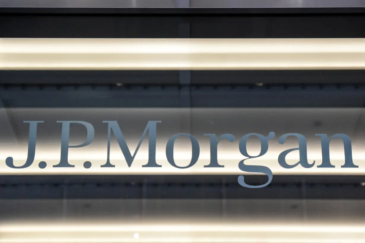 A J.P. Morgan logo is seen in New York City