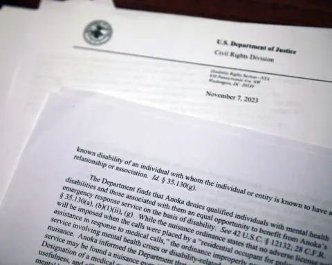 Many cities have anti-crime laws. The DOJ says one in Minnesota harmed people with mental illness