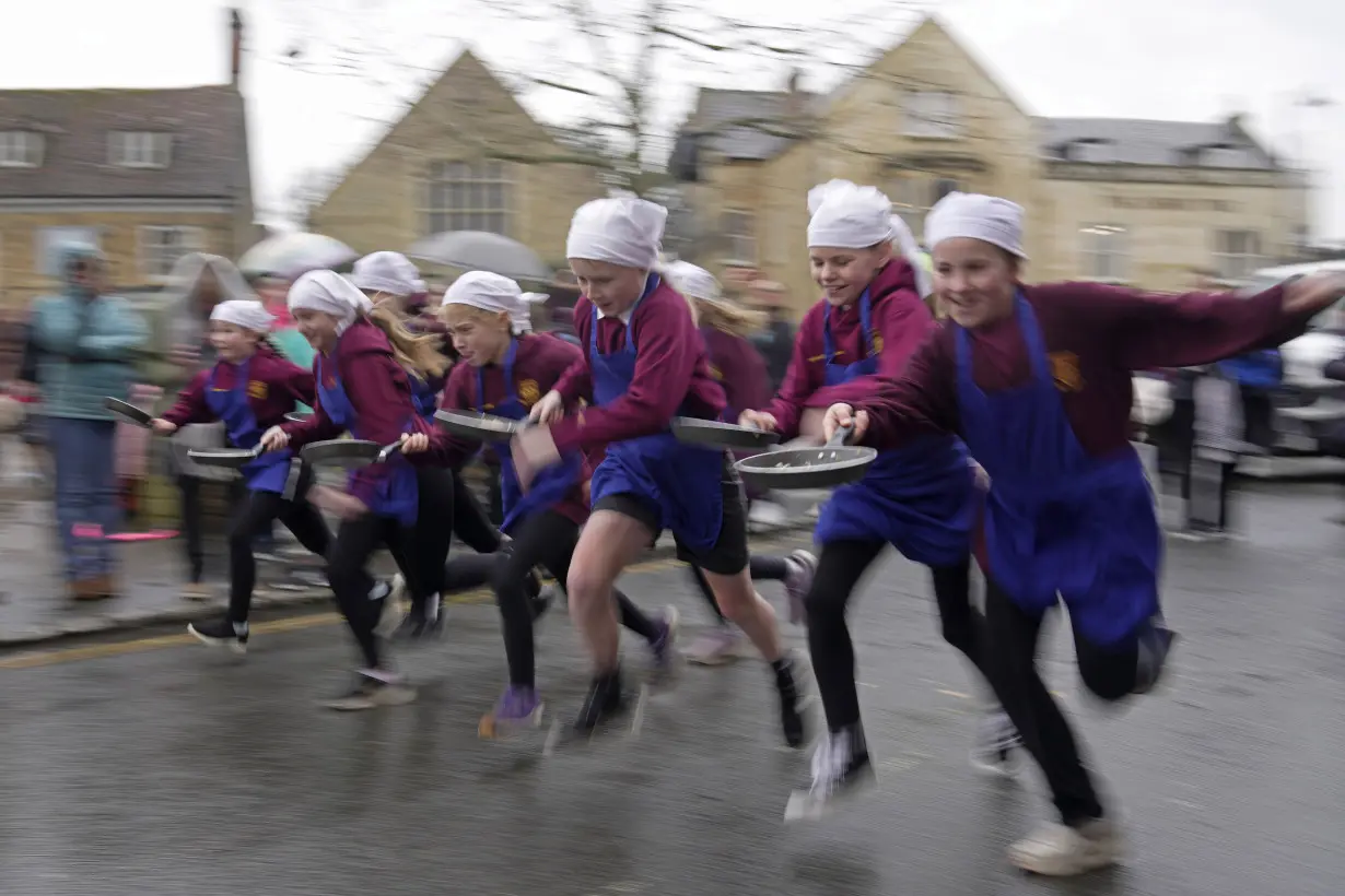 In this centuries-old English pancake race, 'you just have to go flat out'