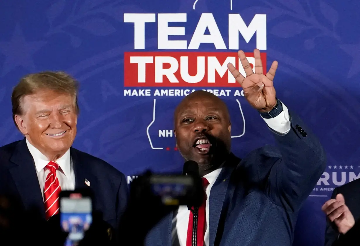 FILE PHOTO: Former U.S. President and Republican presidential candidate Donald Trump holds a rally in advance of the New Hampshire primary election in Laconia