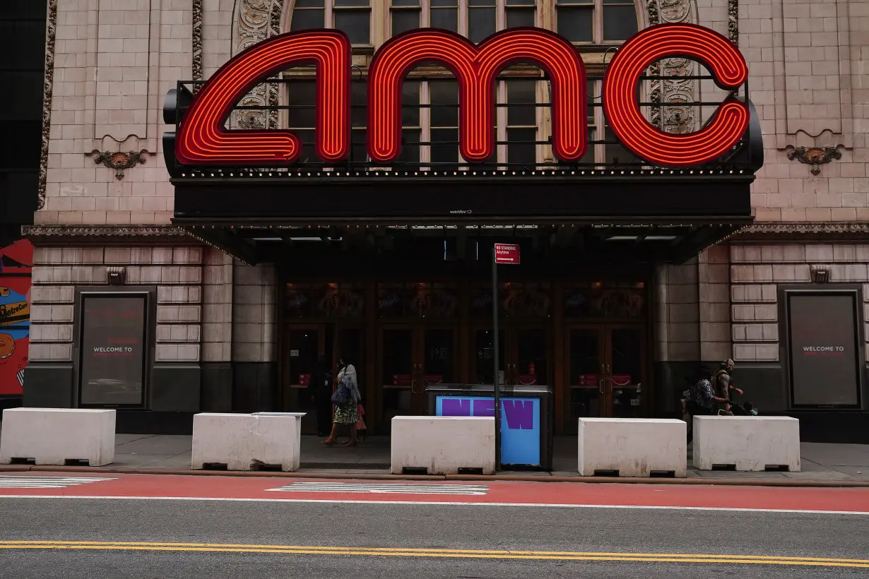 An AMC theatre is pictured in Times Square in New York City