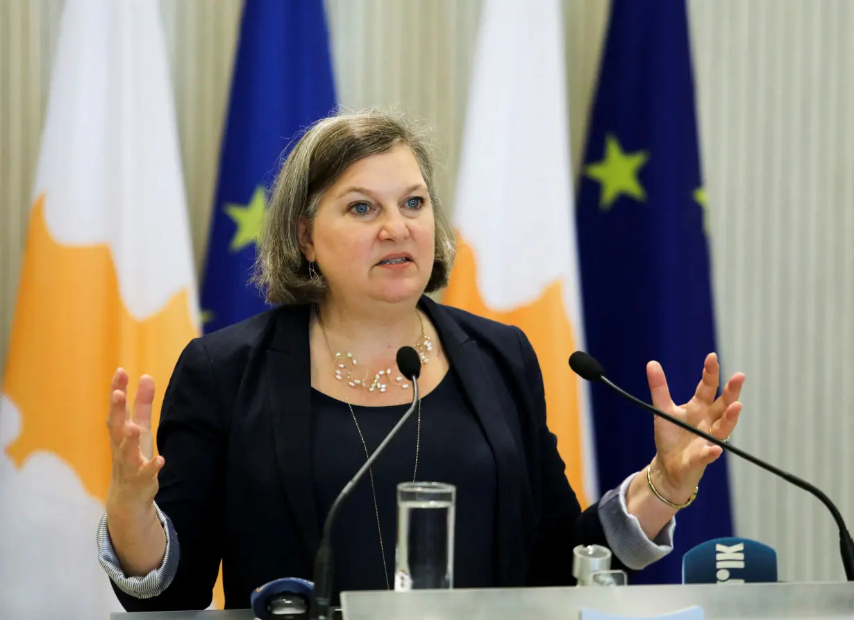 FILE PHOTO: U.S. Under Secretary of State Victoria Nuland attends a news conference in Nicosia, Cyprus