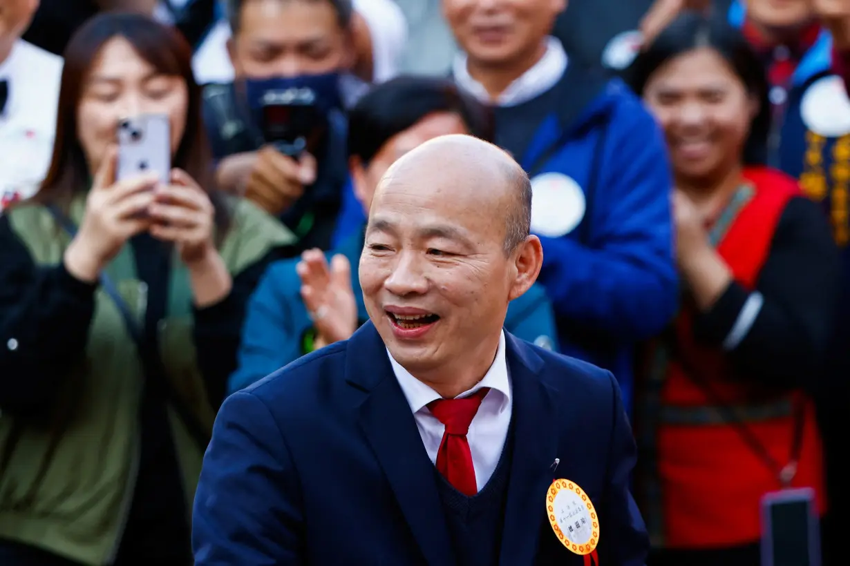 Han Kuo-yu, the parliament speaker candidate for Taiwan's largest opposition party the Kuomintang arrives at the parliament in Taipei