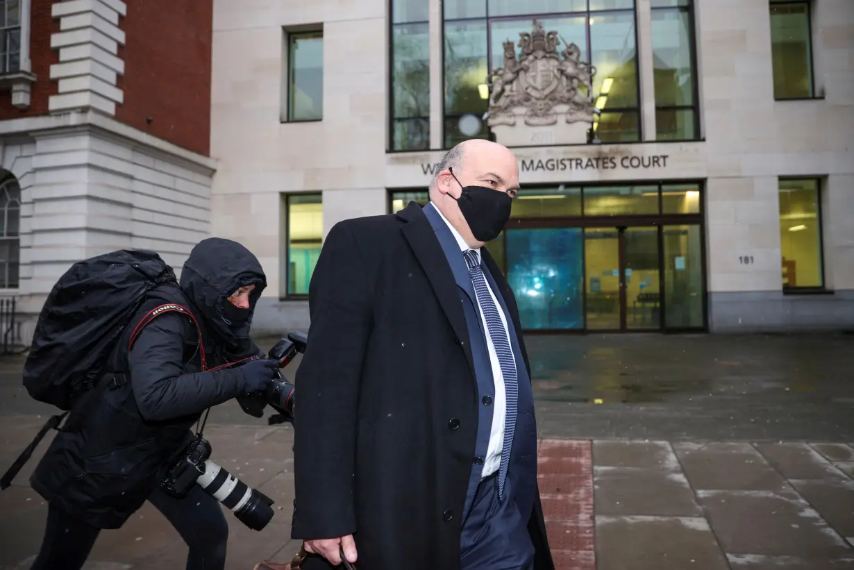 FILE PHOTO: British entrepreneur Mike Lynch leaves Westminster Magistrates Court, in London