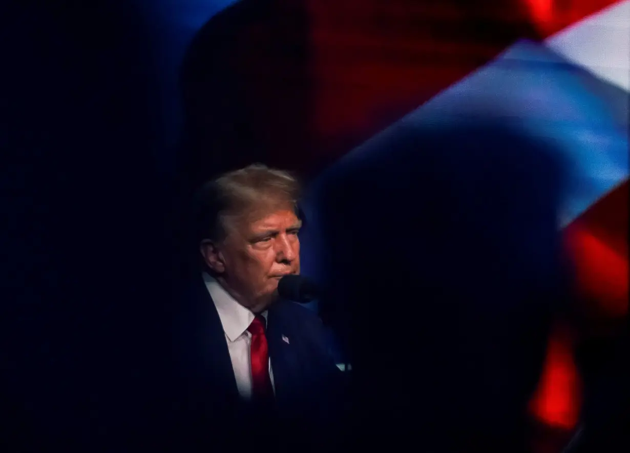 Former U.S. President and Republican presidential candidate Trump attends the 2024 National Religious Broadcasters convention, in Nashville