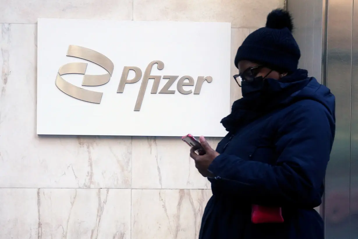 FILE PHOTO: Pfizer logo in Manhattan, New York