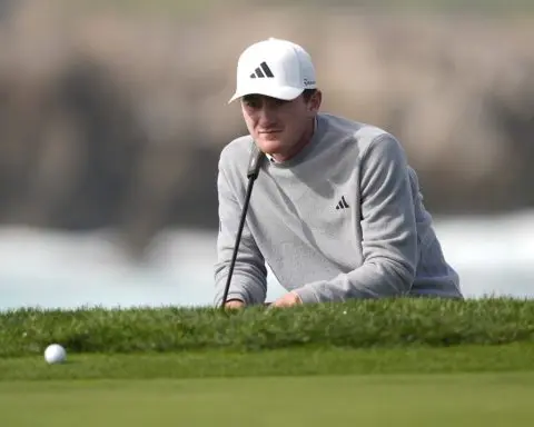 Patrick Cantlay takes off PGA Tour board hat, shoots 64. He trails Thomas Detry by 1 at Pebble Beach