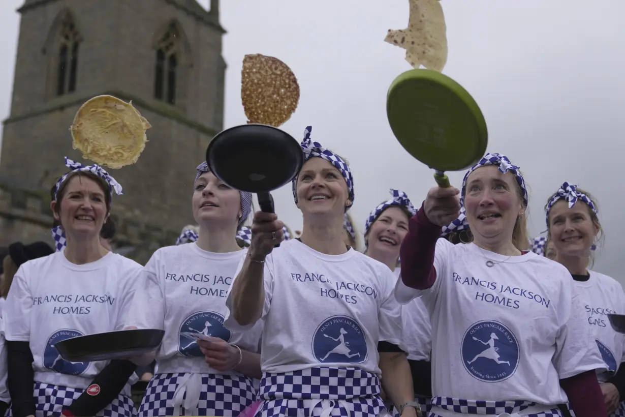 In this centuries-old English pancake race, 'you just have to go flat out'