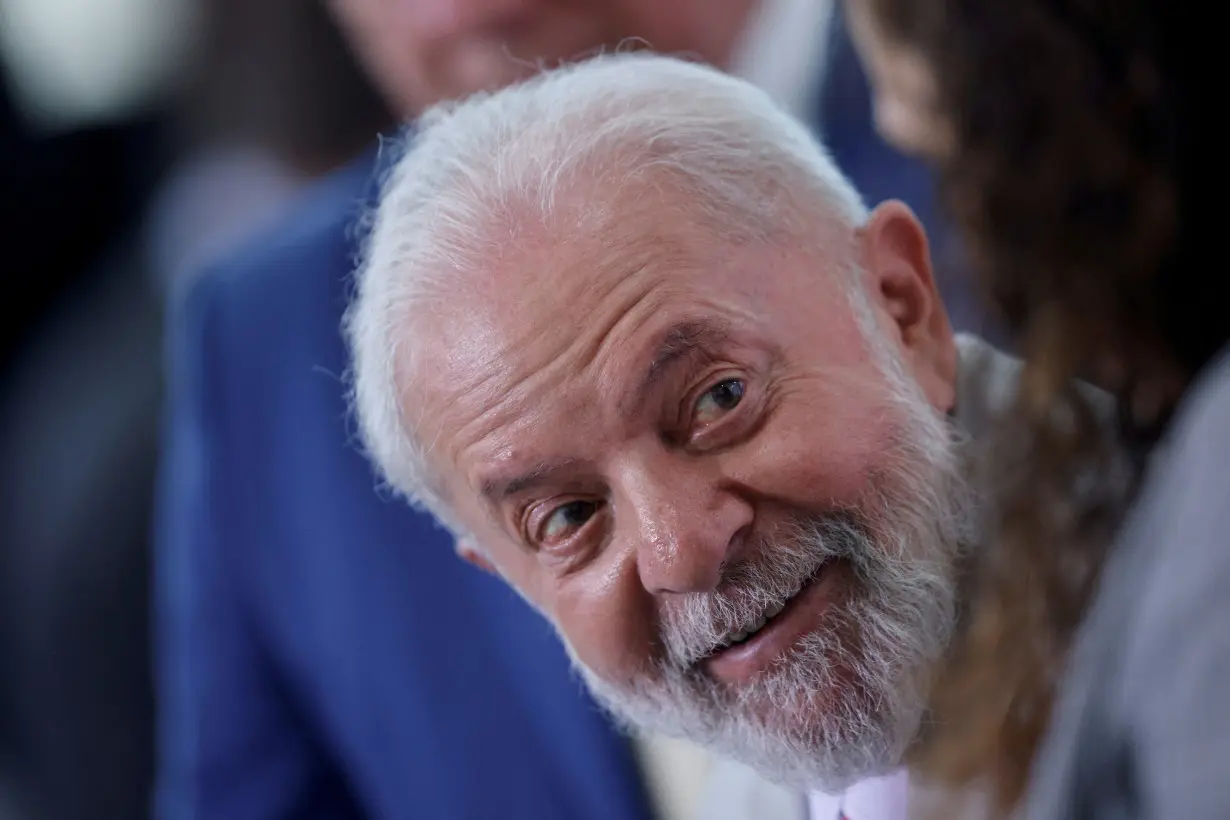 FILE PHOTO: Brazil's President Luiz Inacio Lula da Silva reacts during a press conference at the Planalto Palace in Brasilia