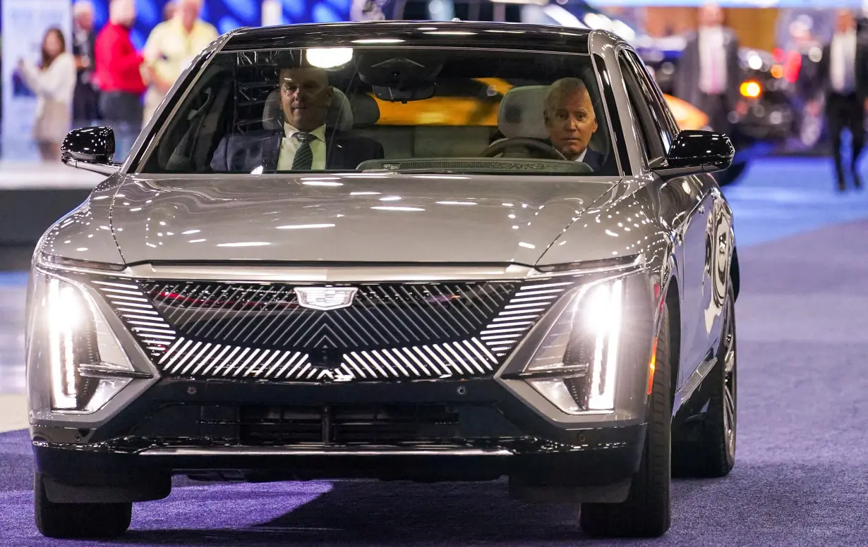 FILE PHOTO: U.S. President Biden visits the Detroit Auto Show in Detroit, Michigan