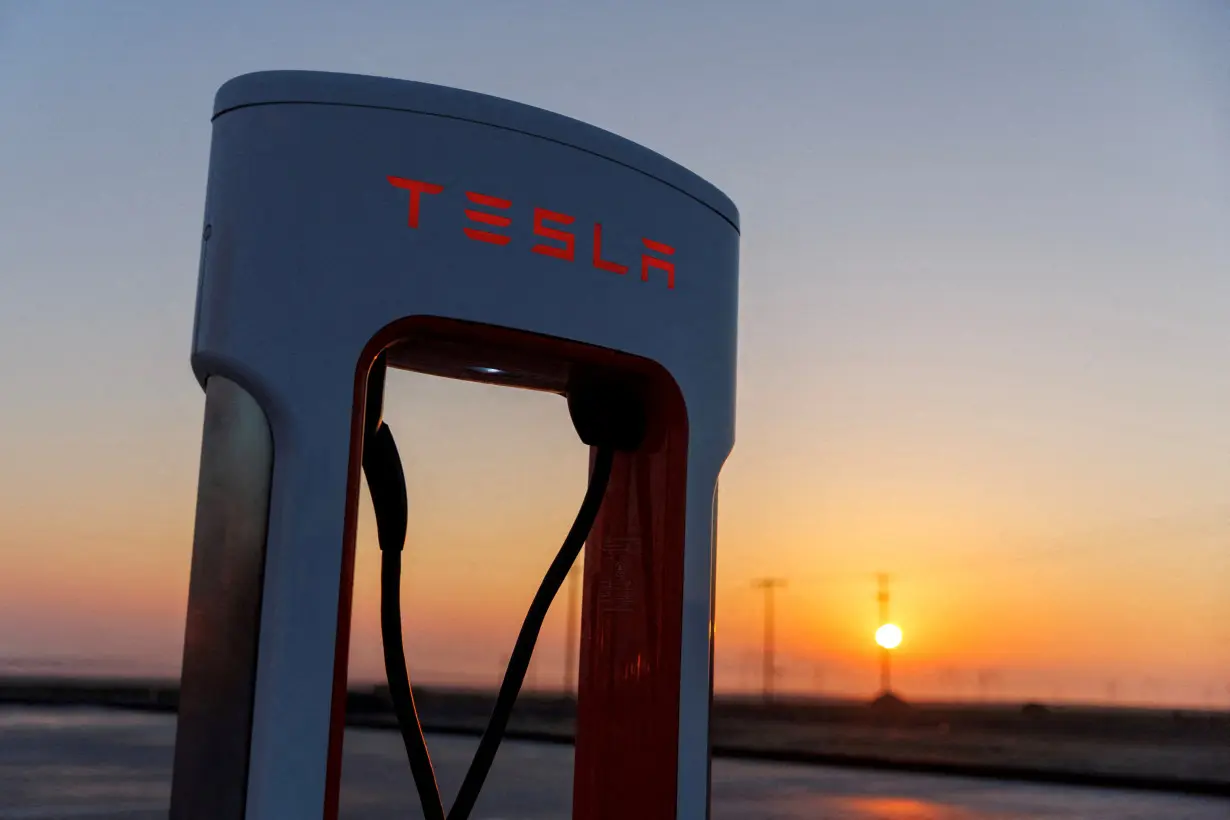 FILE PHOTO: A Tesla supercharging station in California