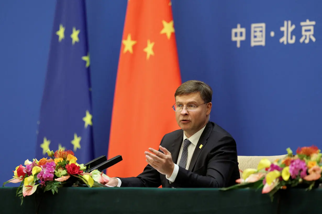 FILE PHOTO: European Commission's Executive Vice President Valdis Dombrovskis in Beijing