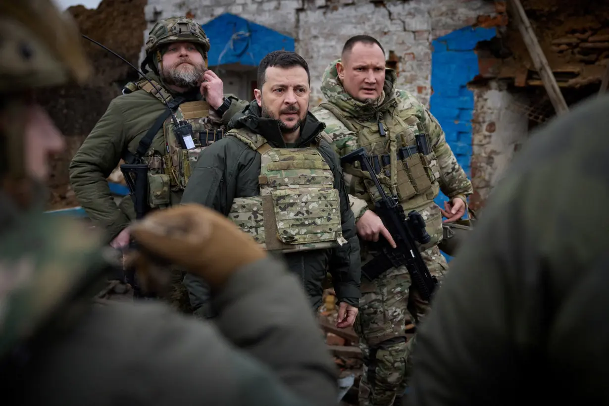 Ukraine's President Zelenskiy visits a frontline in the Zaporizhzhia region