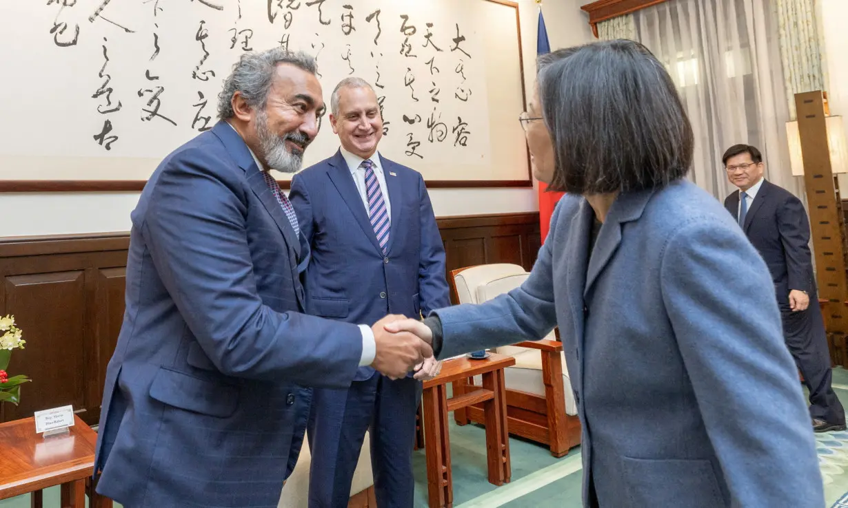 Taiwan's President Tsai Ing-wen attends a meeting with U.S. House of Representatives Taiwan Caucus in Taipei