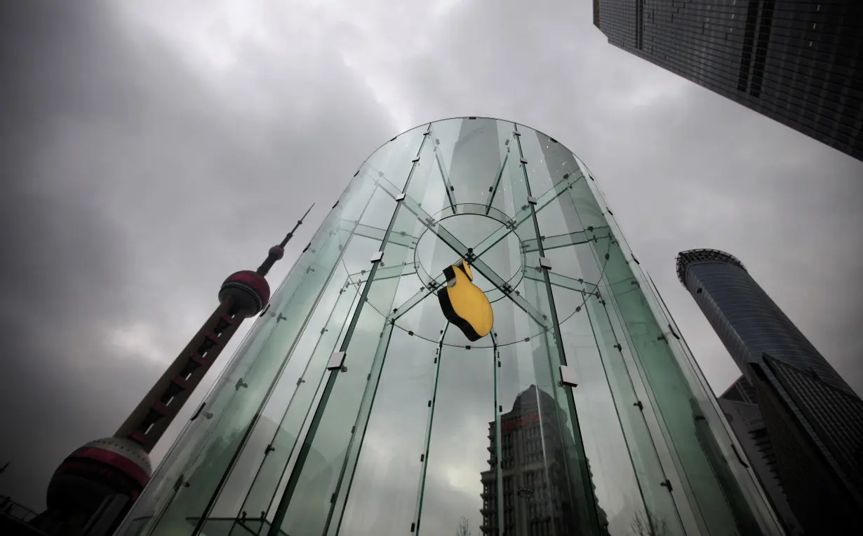 An Apple logo is seen at an Apple store in Pudong, the financial district of Shanghai