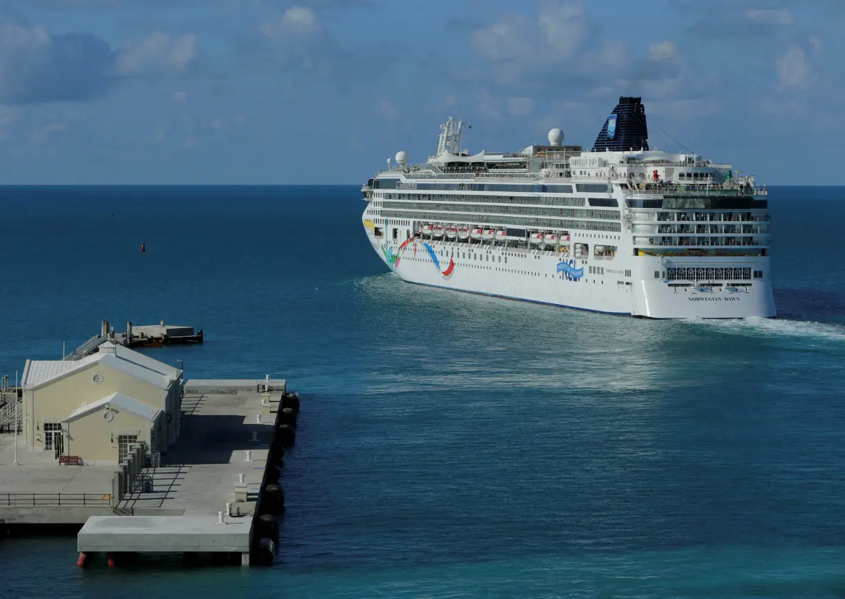 FILE PHOTO: Cruise ship Norwegian Dawn departs port near Hamilton Bermuda