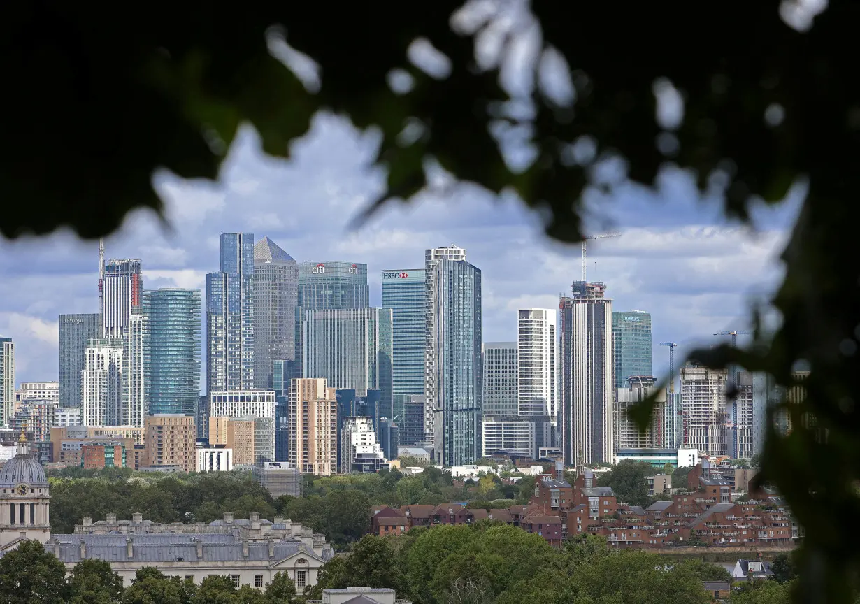 FILE PHOTO: View of HSBC building in Canary Wharf financial district in London