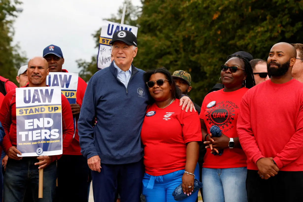 FILE PHOTO: U.S. President Joe Biden joins United Auto Workers picket line in Belleville, Michigan