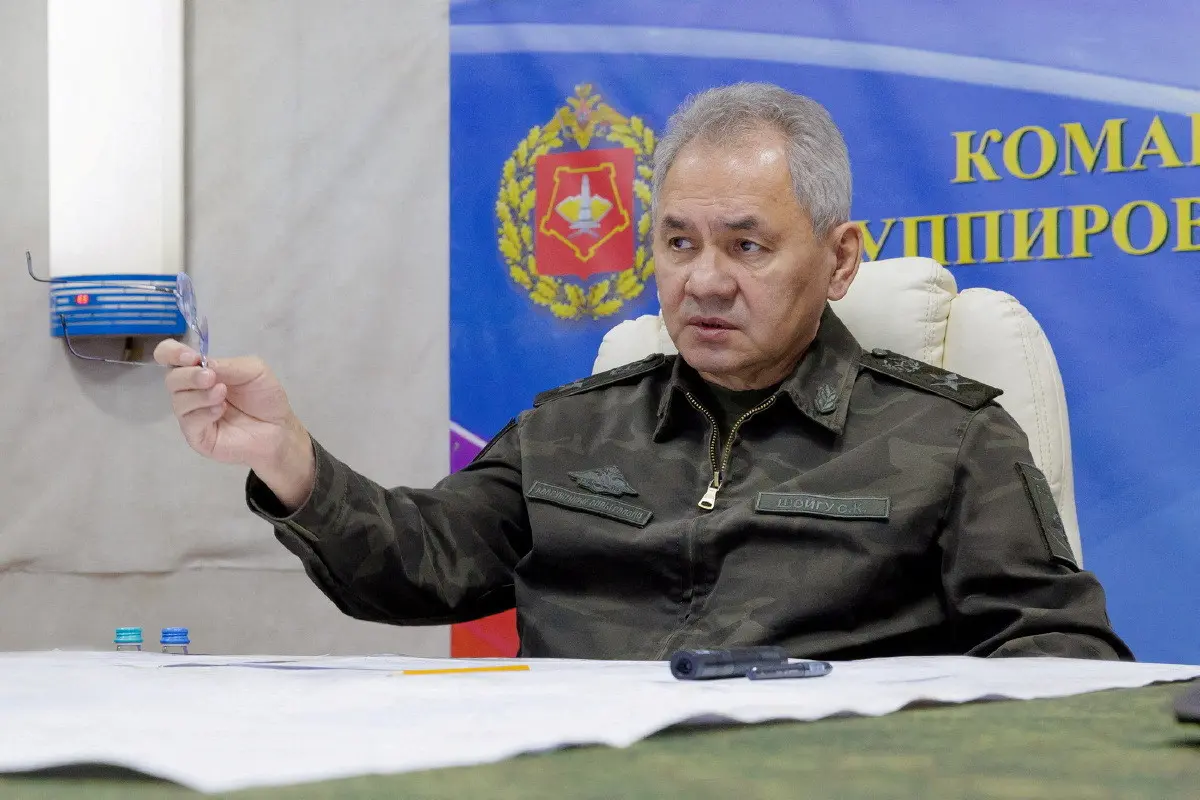 FILE PHOTO: Russian Defence Minister Sergei Shoigu visits troops in Ukraine