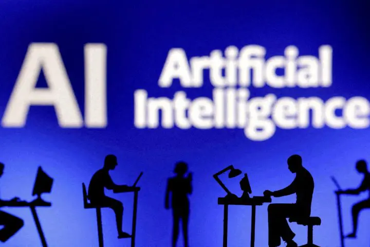 FILE PHOTO: Illustration shows words "Artificial Intelligence AI
