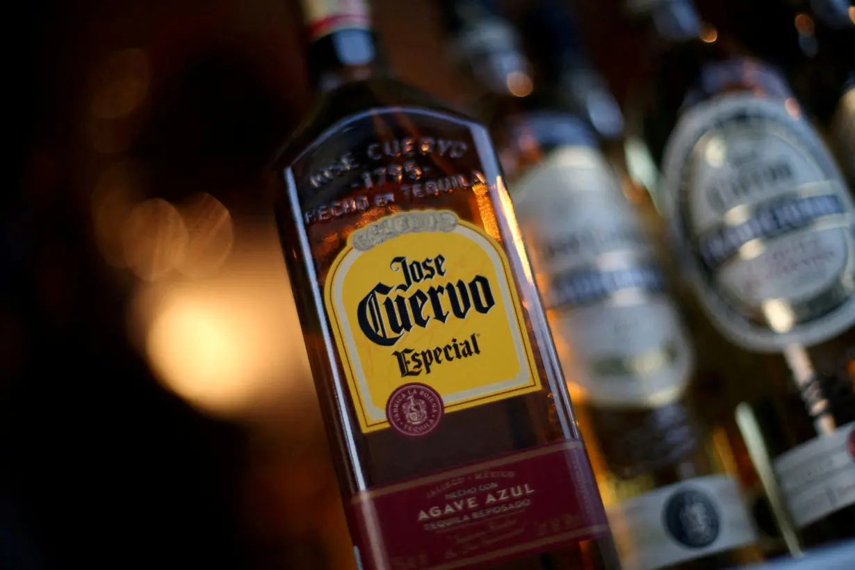 FILE PHOTO: Bottles of Jose Cuervo Tequila rest on a shelf in Mexico City