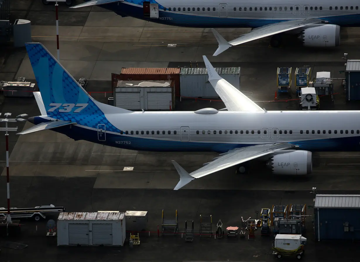 Aerial view of Boeing planes