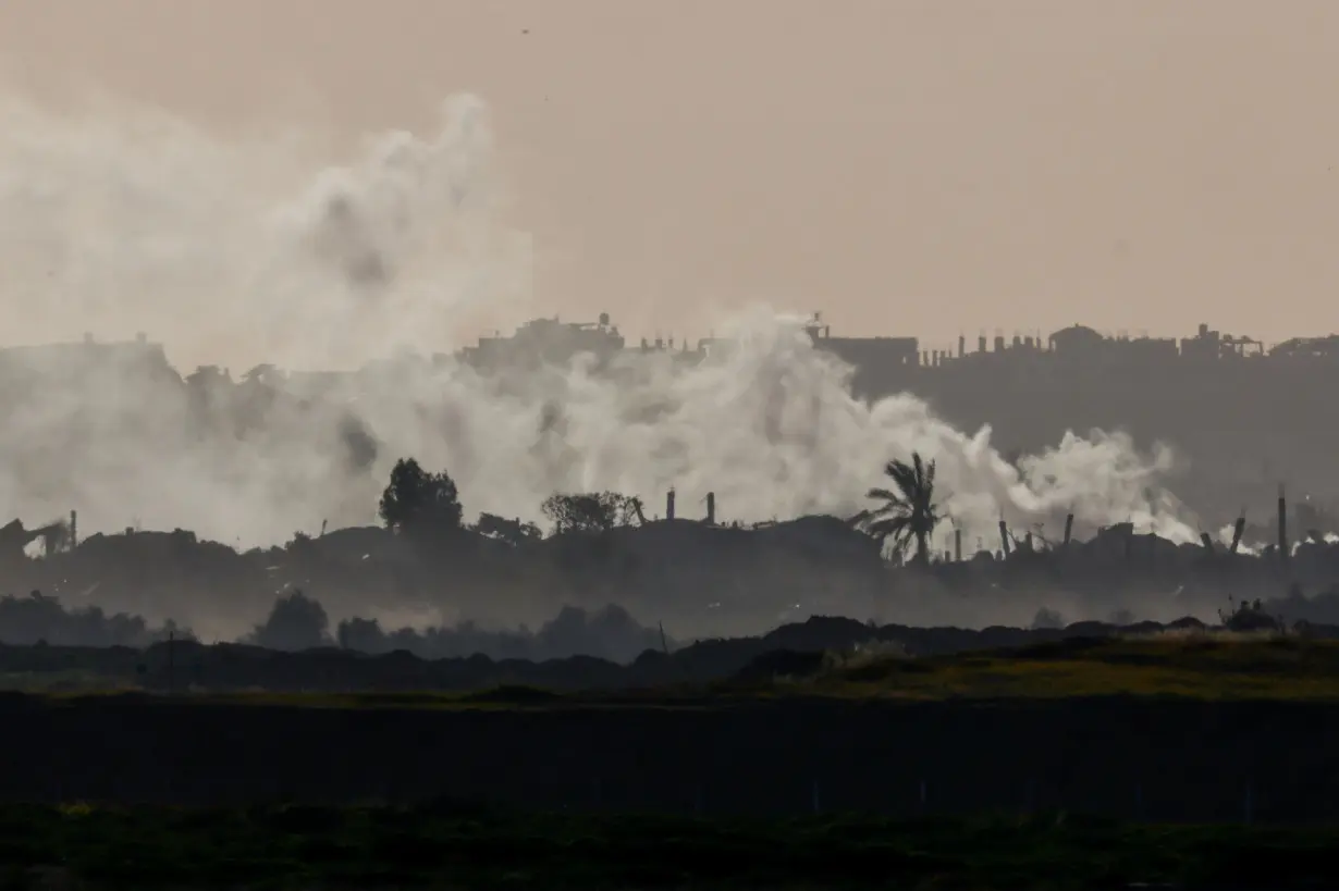 Smoke rises from Gaza, as seen from Israel