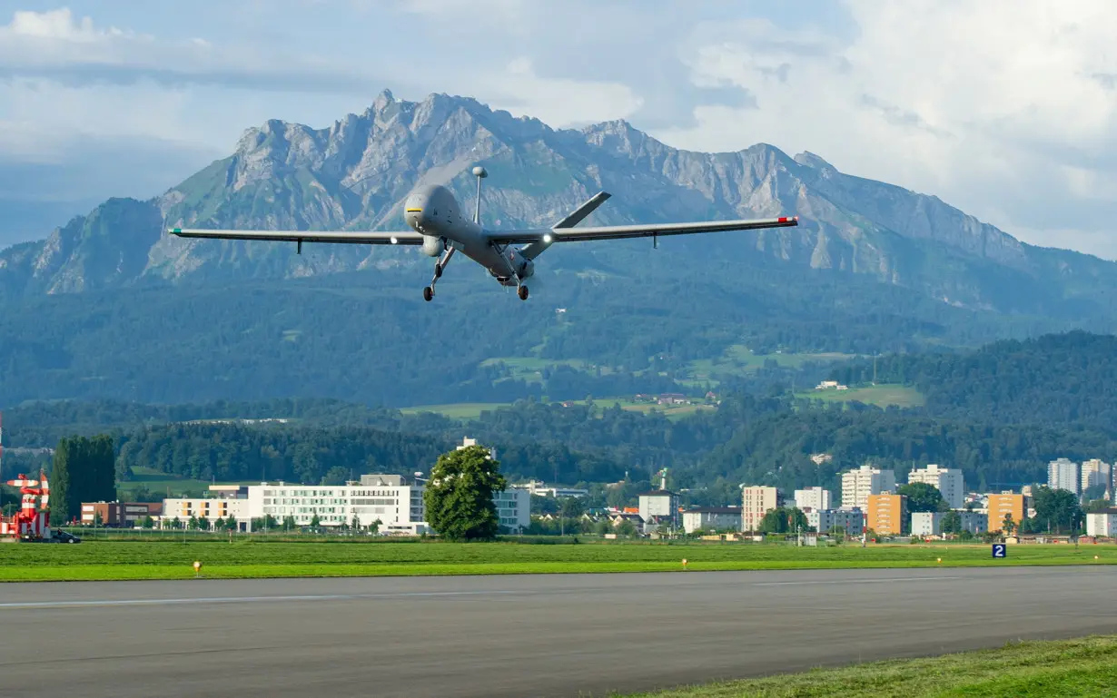 FILE PHOTO: First flight of the reconnaissance drone system 15 (ADS 15) of the Swiss Armed Forces in Emmen