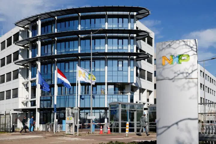 FILE PHOTO: A view of the exterior of NXP semiconductors computer chip fabrication plant in Nijmegen