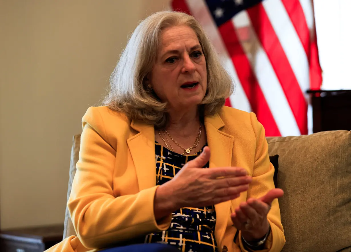 United States Ambassador to Iraq Alina Romanowski speaks during an interview with Reuters at the U.S. embassy in Baghdad