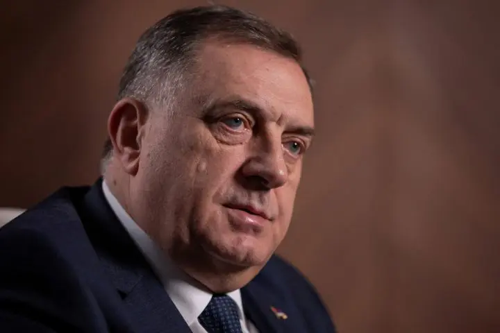 FILE PHOTO: President of Republika Srpska (Serb Republic) Milorad Dodik speaks during an interview with Reuters in his office in Banja Luka