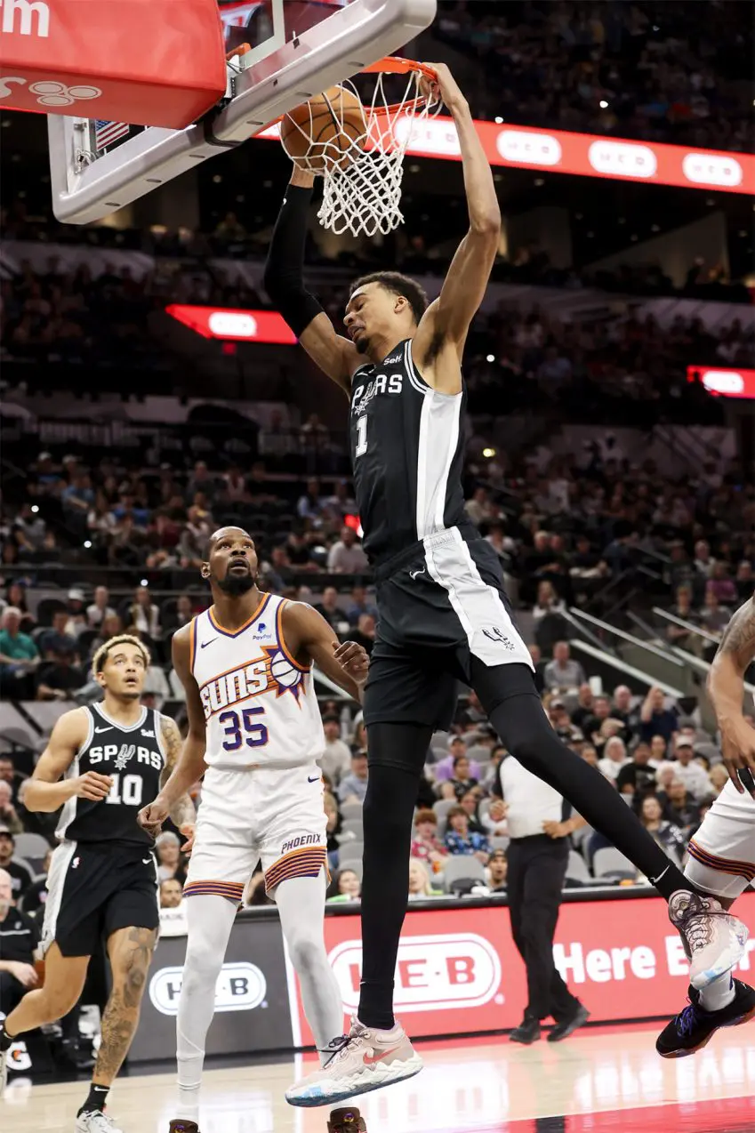 Spurs rookie Victor Wembanyama to miss rematch against Suns with sprained left ankle