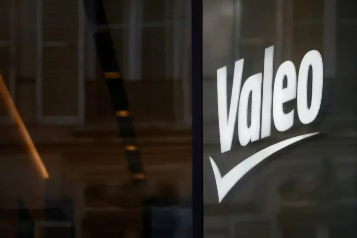 Logo of Valeo at the company headquarters in Paris