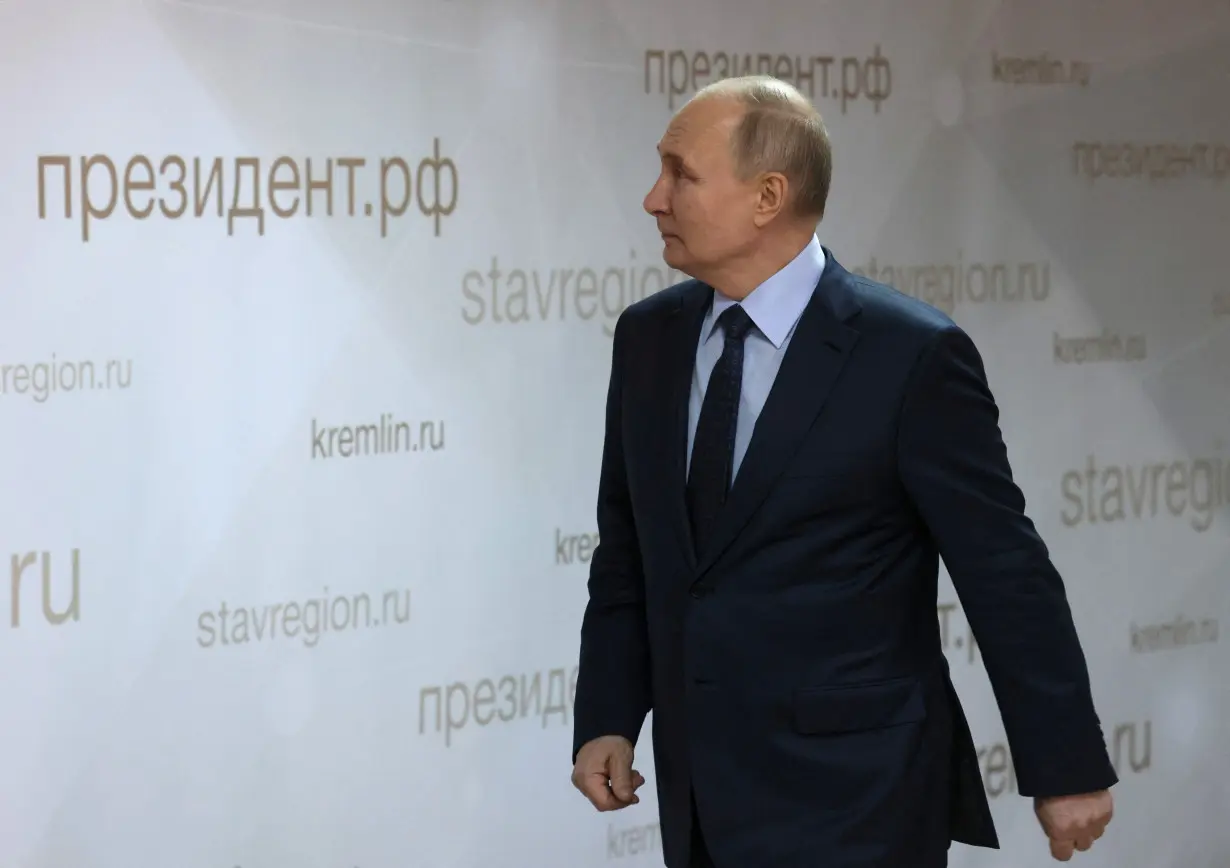 Russian President Putin attends a ceremony in Stavropol region