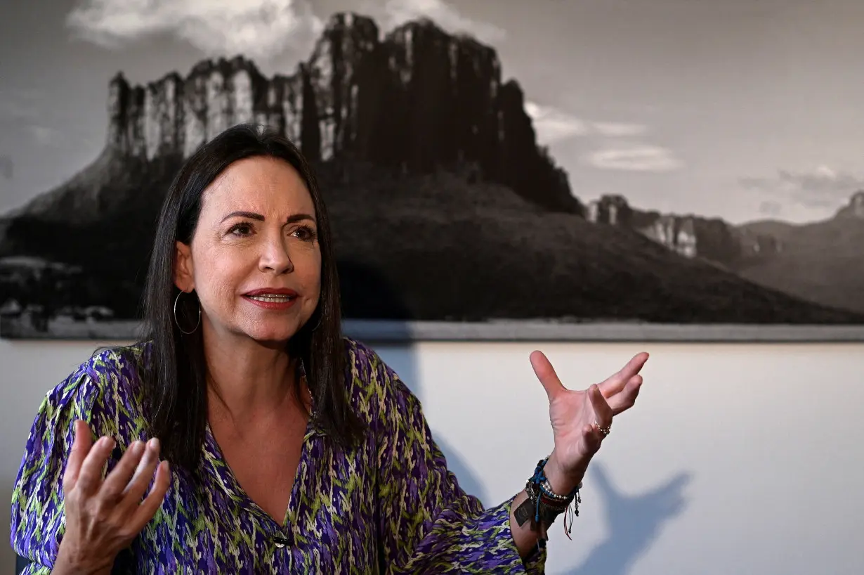 FILE PHOTO: Venezuelan opposition leader Maria Corina Machado attends an interview with Reuters, in Caracas