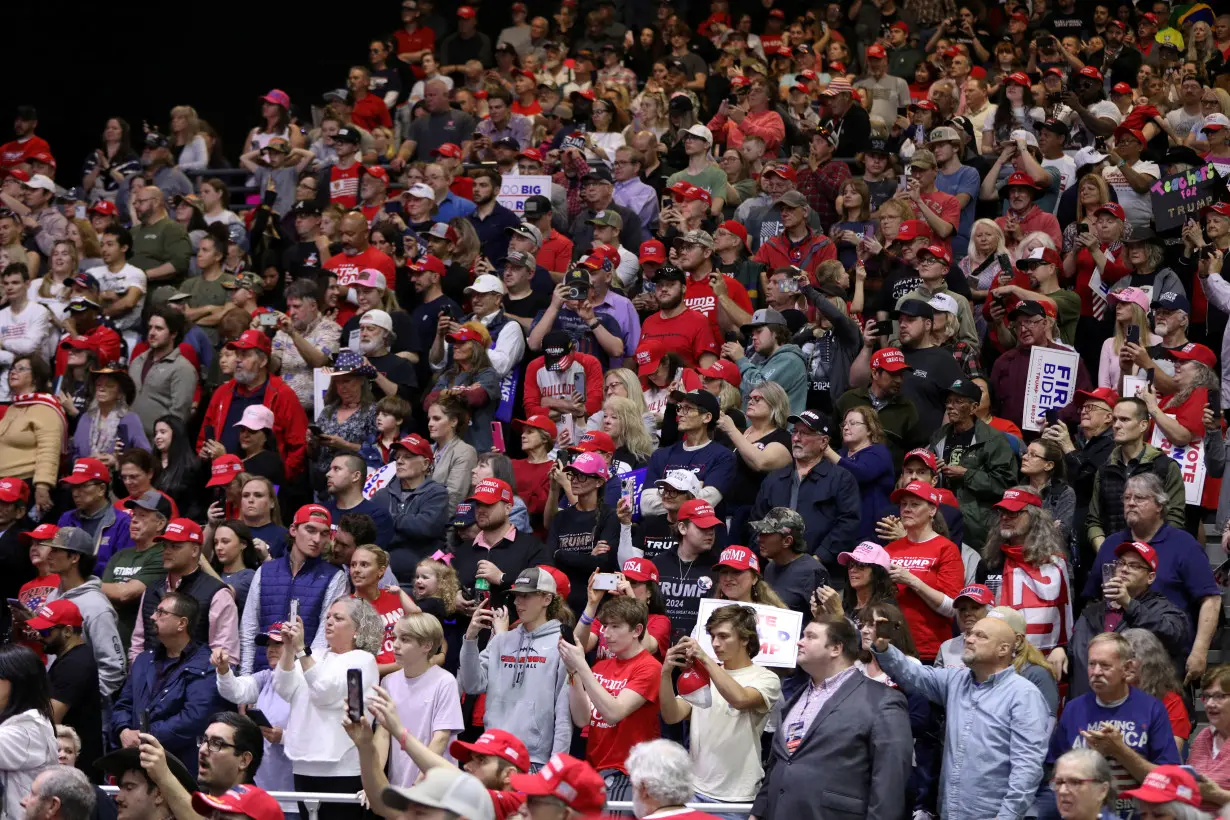 FILE PHOTO: Former U.S. President Trump hosts a campaign rally, in Rome, Georgia