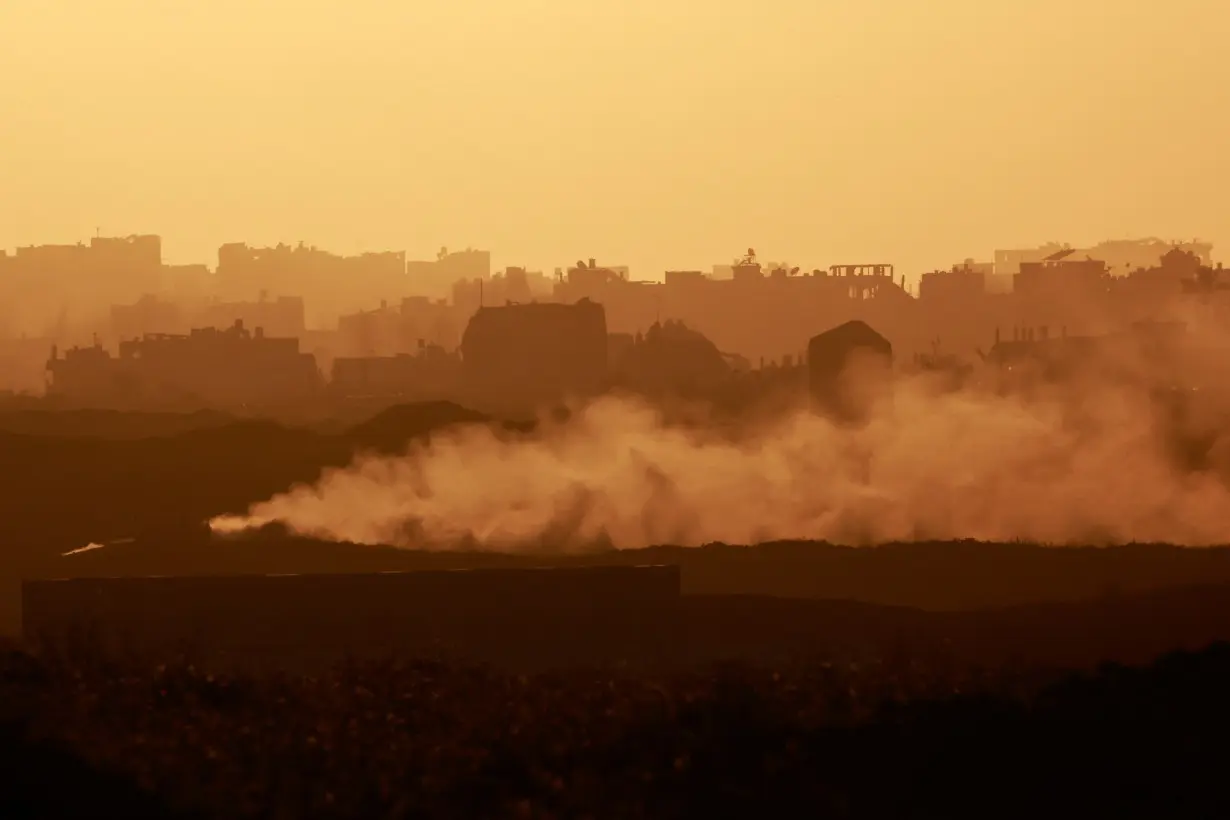 Smoke rises from Gaza, as seen from Israel