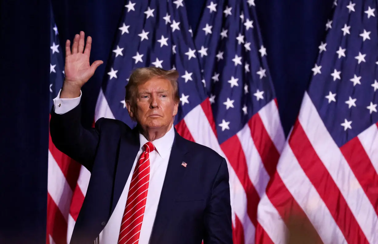 FILE PHOTO: Former U.S. President Trump hosts a campaign rally, in Rome, Georgia