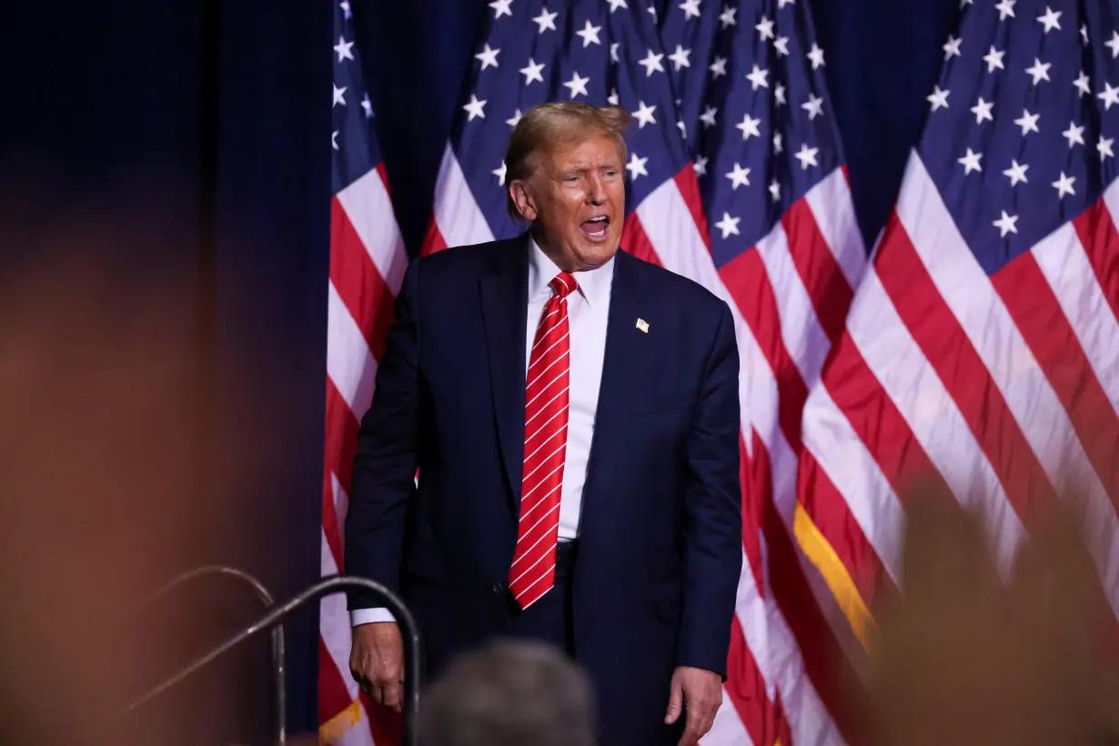 Former U.S. President Trump hosts a campaign rally, in Rome, Georgia