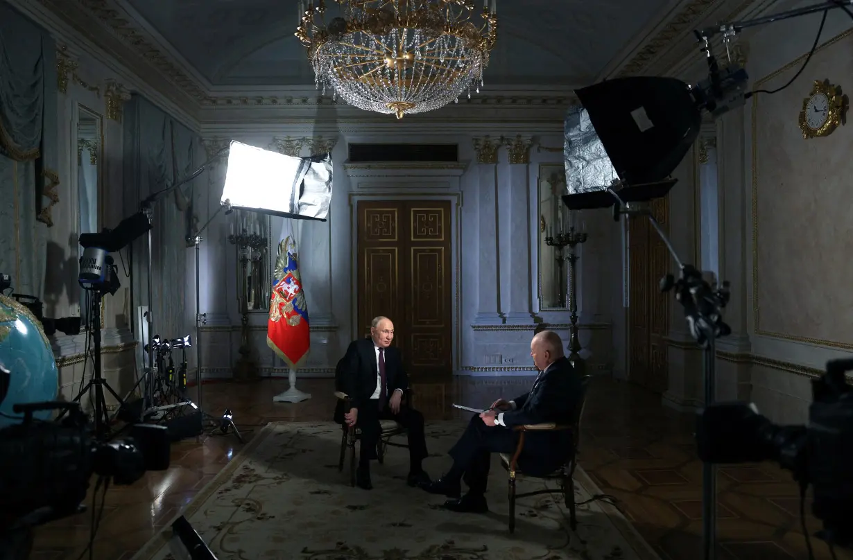 Russian President Putin gives interview in Moscow