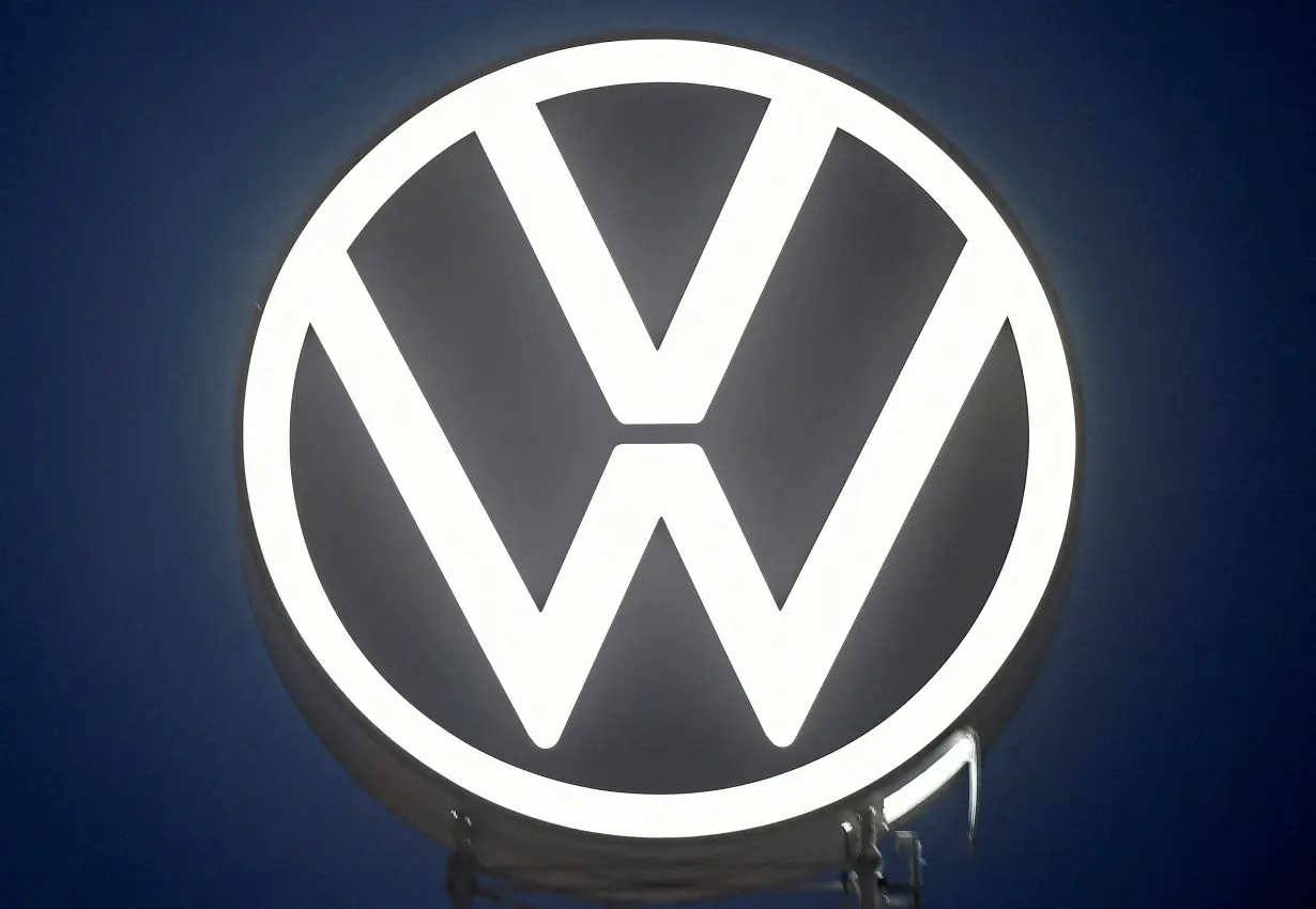 FILE PHOTO: A new logo of German carmaker Volkswagen is unveiled at the VW headquarters in Wolfsburg