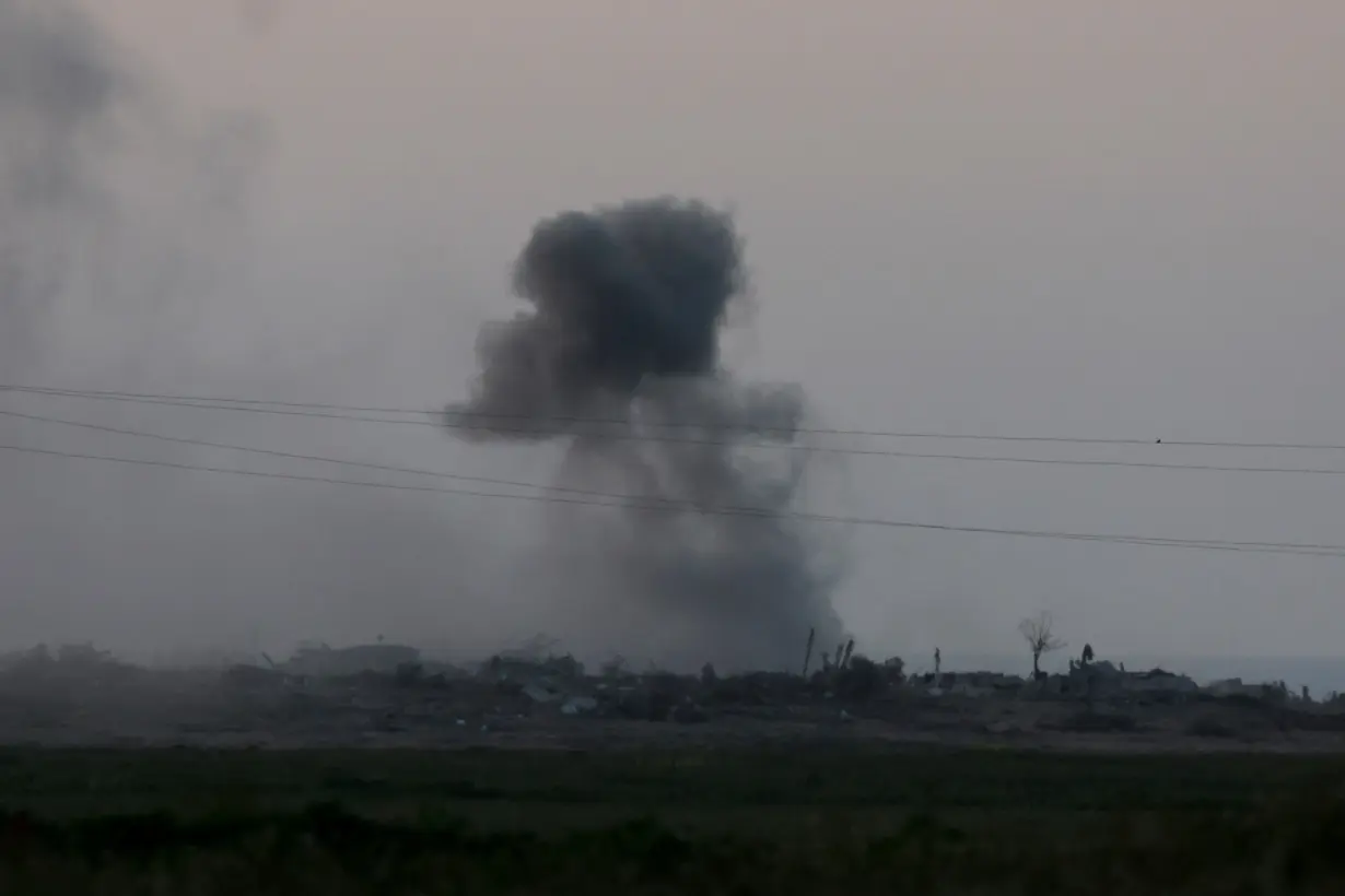 Smoke rises from Gaza, as seen from Israel