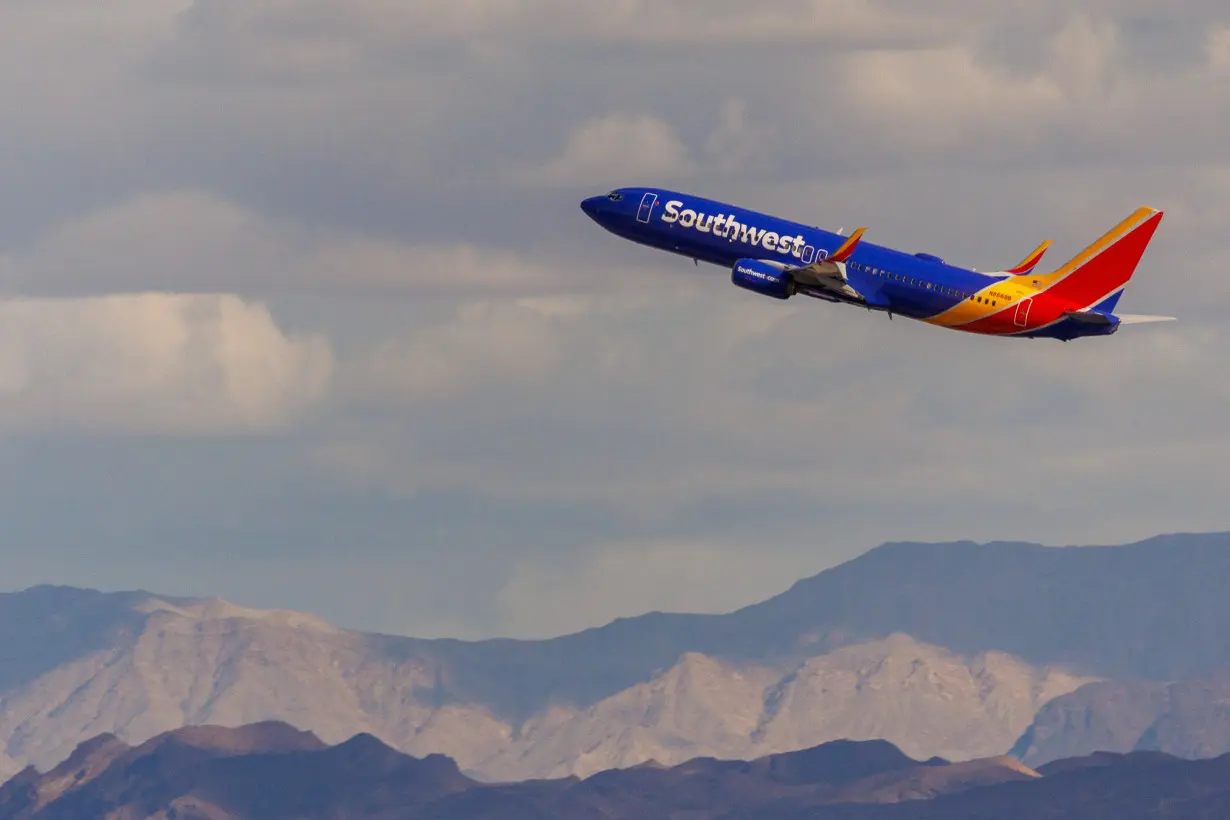 A Southwest airliner takes off from Las Vegas