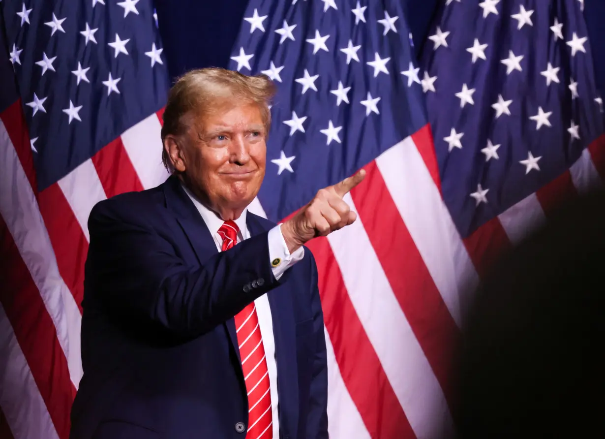 Former U.S. President Trump hosts a campaign rally, in Rome, Georgia