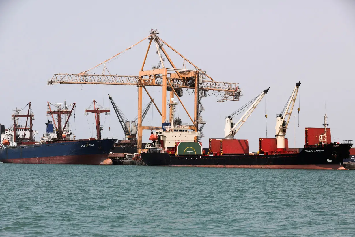 FILE PHOTO: Commercial ships are docked at the Houthi-held Red Sea port of Hodeidah